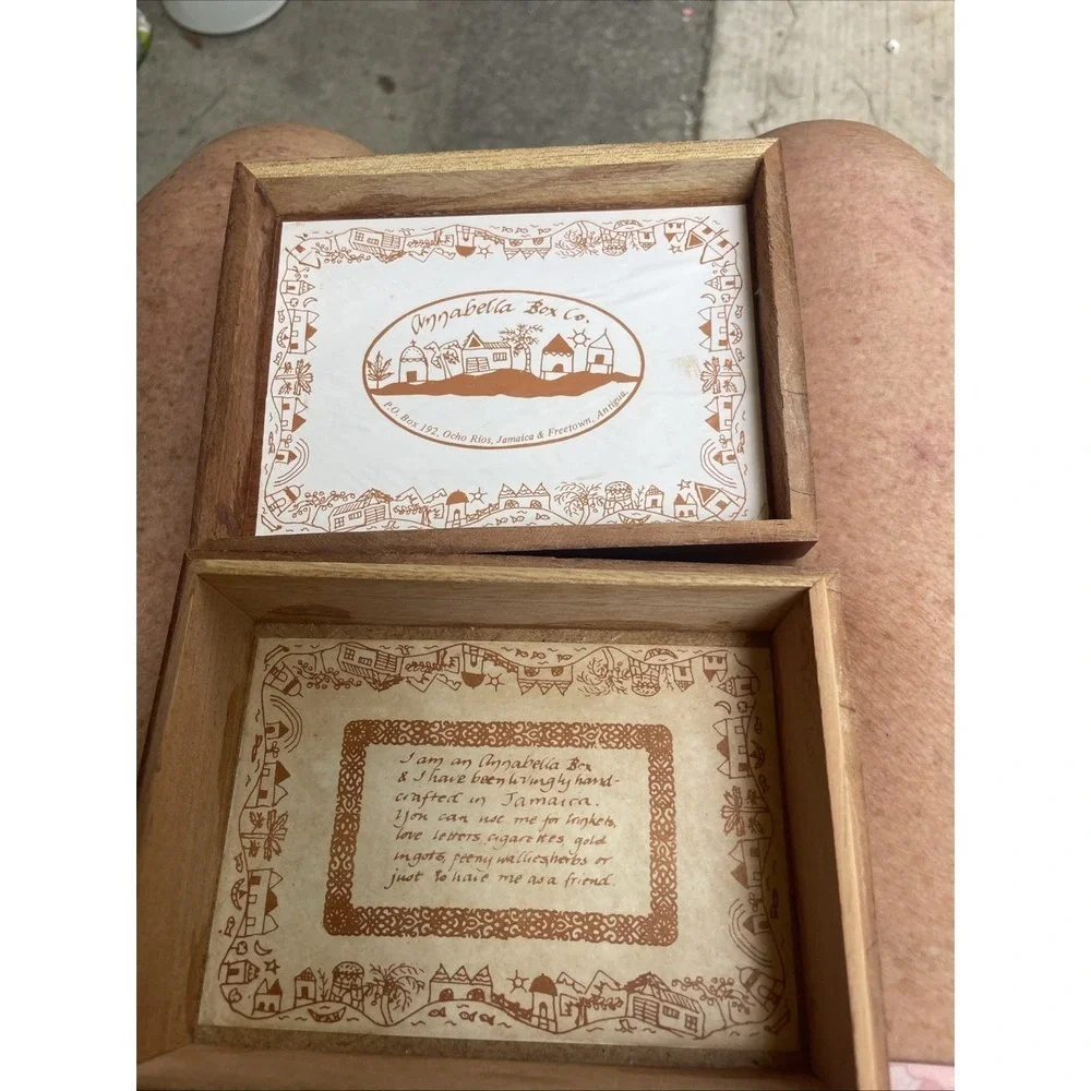 Vintage Annabella Box by Eve Foster Jamaica Folk Art Wood Trinket Box Excellent